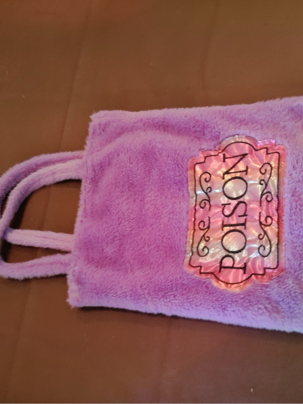 Purple Plush Tote with 'POISON' Holographic Patch